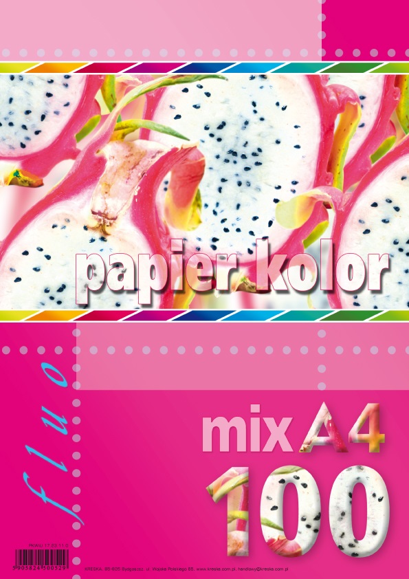 Papier ksero A4 80g 100ark. mix 5 kolorów fluorescencyjnych